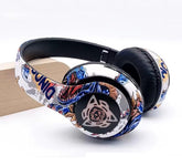 WEBDARAZ P35 Wireless Headphones, Over-Ear Design with Creative Doodle Pattern, Foldable Gaming Headset with Surround Sound, 10m Range, Compatible with Smartphones